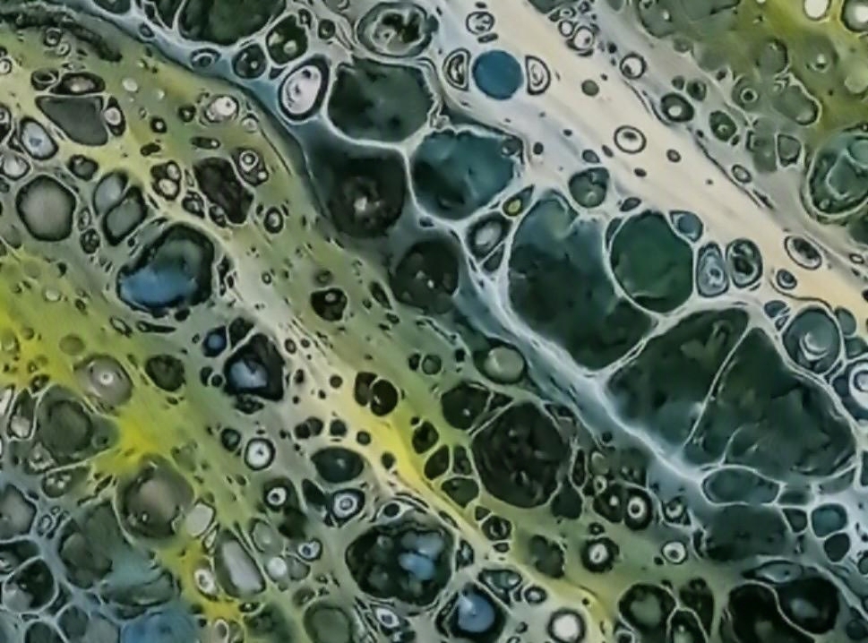 Emerald Genesis - pour painting by Chris Broussard
